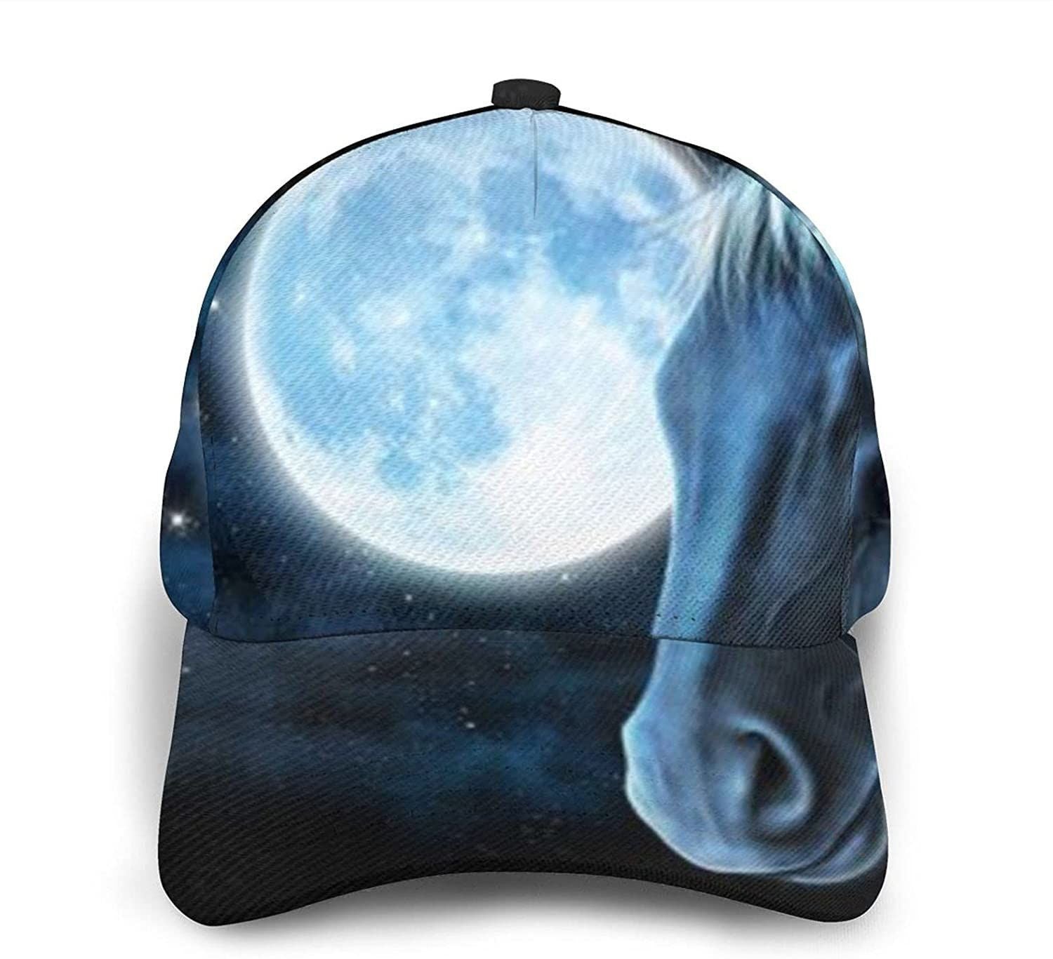 Unisex 3D Printed Baseball 3D Cap Black Night Moon Horse Galaxy Fashion Caps Trucker Hats Hip Hop Hat