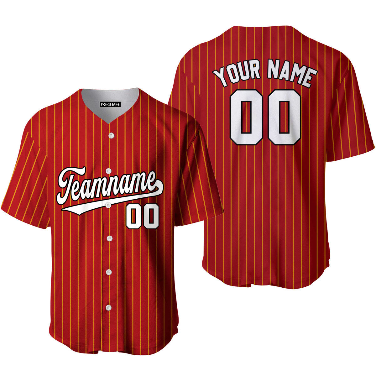 Personalized Red White Pinstripe Black Baseball Tee Jersey