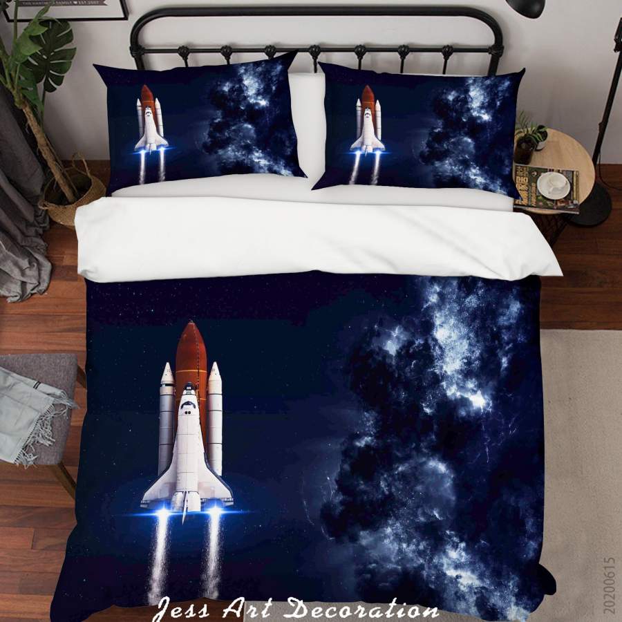 3D Blue Rocket Quilt Cover Set Bedding Set Duvet Cover Pillowcases SF79