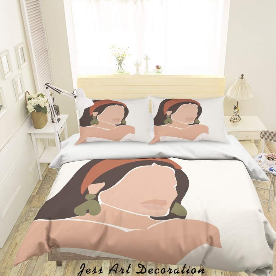 3D White Beauty Woman Silhouette Quilt Cover Set Bedding Set Duvet Cover Pillowcases SF11