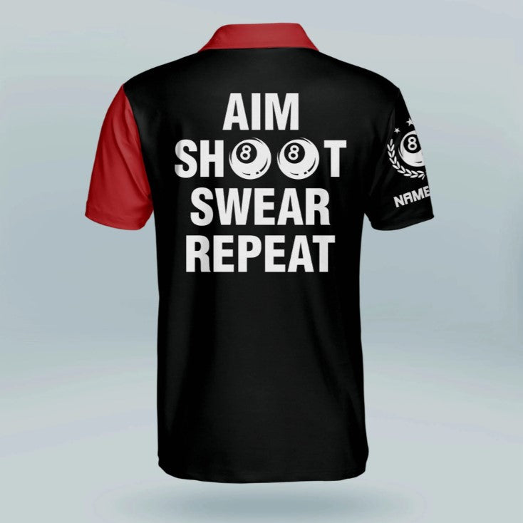 Aim Shoot Swear Repeat Billiard Polo Shirts For Men