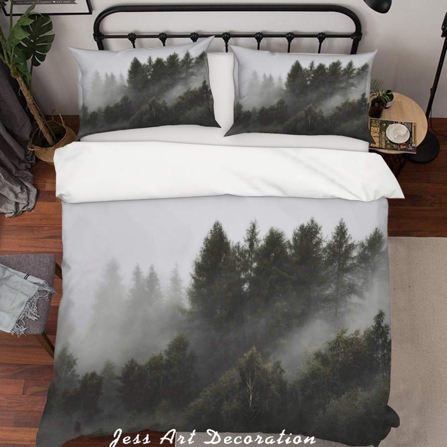 3D White Fog Green Forest Quilt Cover Set Bedding Set Duvet Cover Pillowcases A010 LQH