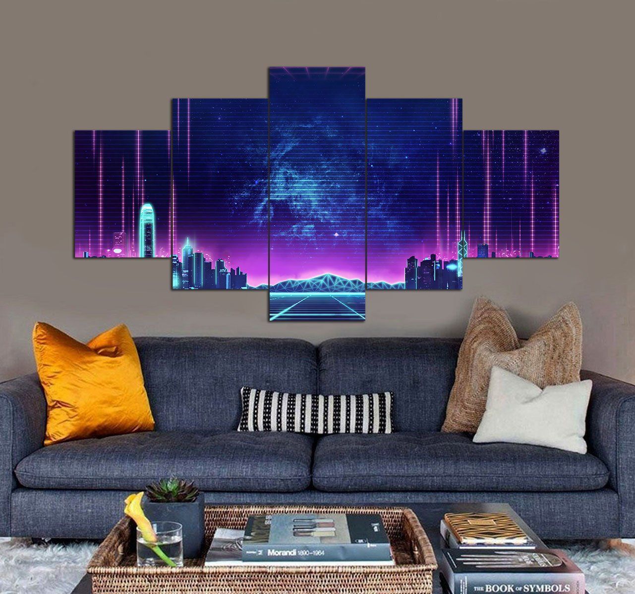 Abstract City Buildings Digital Art 3D 5 Piece Canvas Art