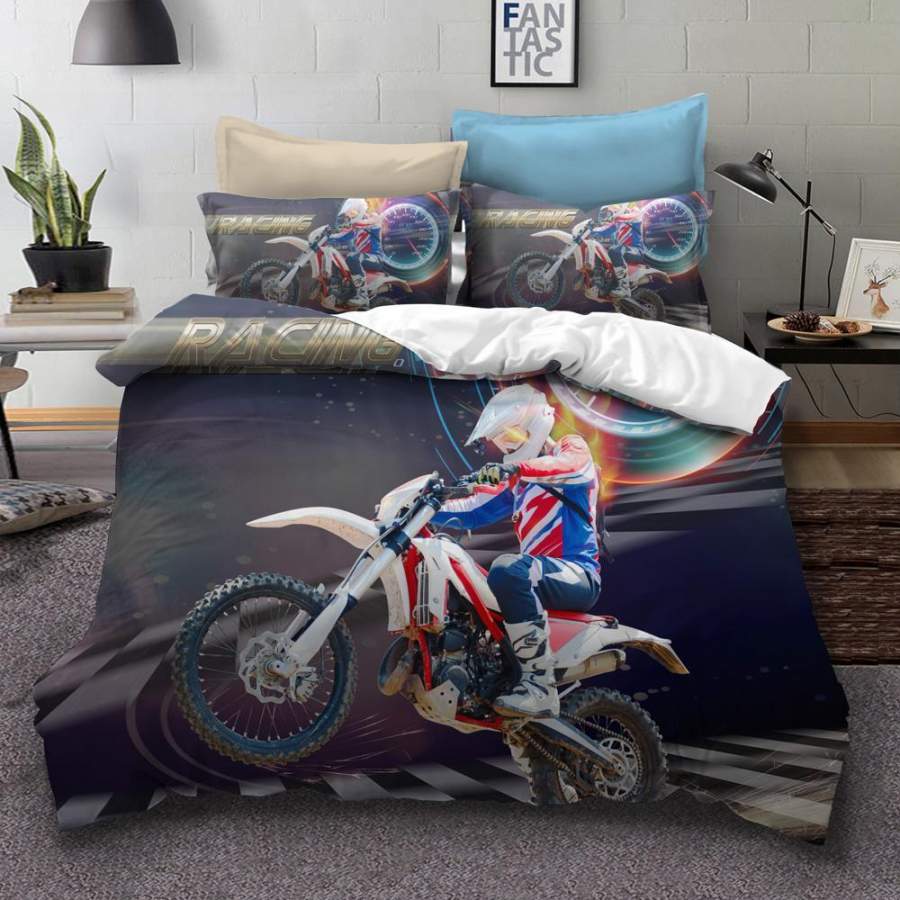 3D Extreme Motorcycle Quilt Cover Set Bedding Set Pillowcases 154