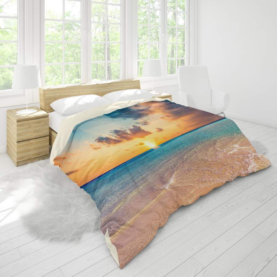 3D Golden Sunset Sea Beach Quilt Cover Set Bedding Set Pillowcases 29