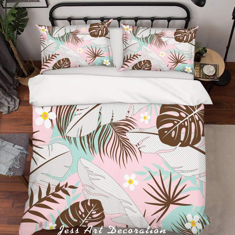 3D Tropical Leaves Floral Quilt Cover Set Bedding Set Pillowcases SF66