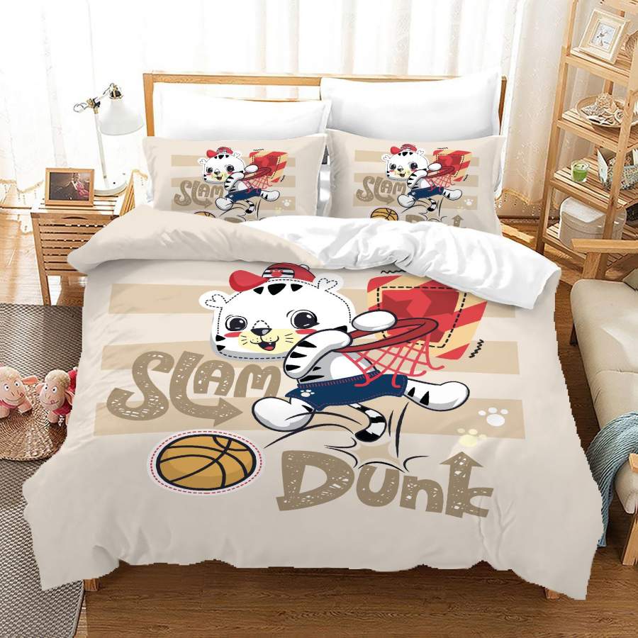 3D Cartoon Cat Dunk Quilt Cover Set Bedding Set Duvet Cover Pillowcases A665 LQH