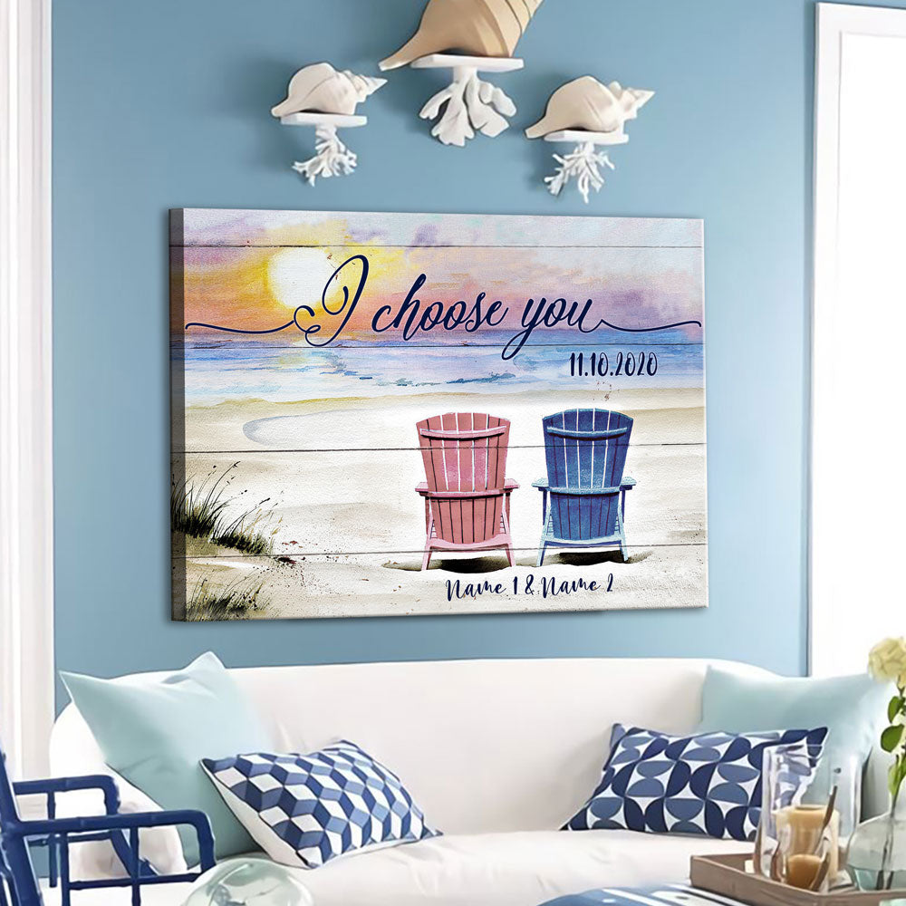 Wedding Anniversary Gift For Couple Beach Sunset Personalized Canvas