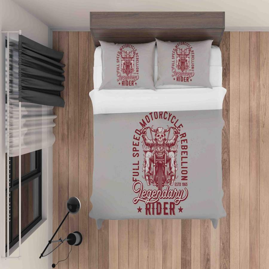 3D Skull Motorcycle Quilt Cover Set Bedding Set Pillowcases LQH A010