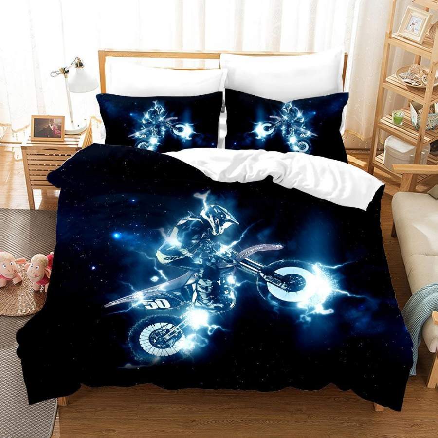 3D Extreme Motorcycle Quilt Cover Set Bedding Set Pillowcases 05