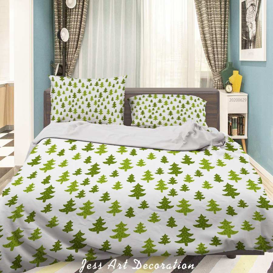 3D Green Pine Trees Quilt Cover Set Bedding Set Duvet Cover Pillowcases SF57