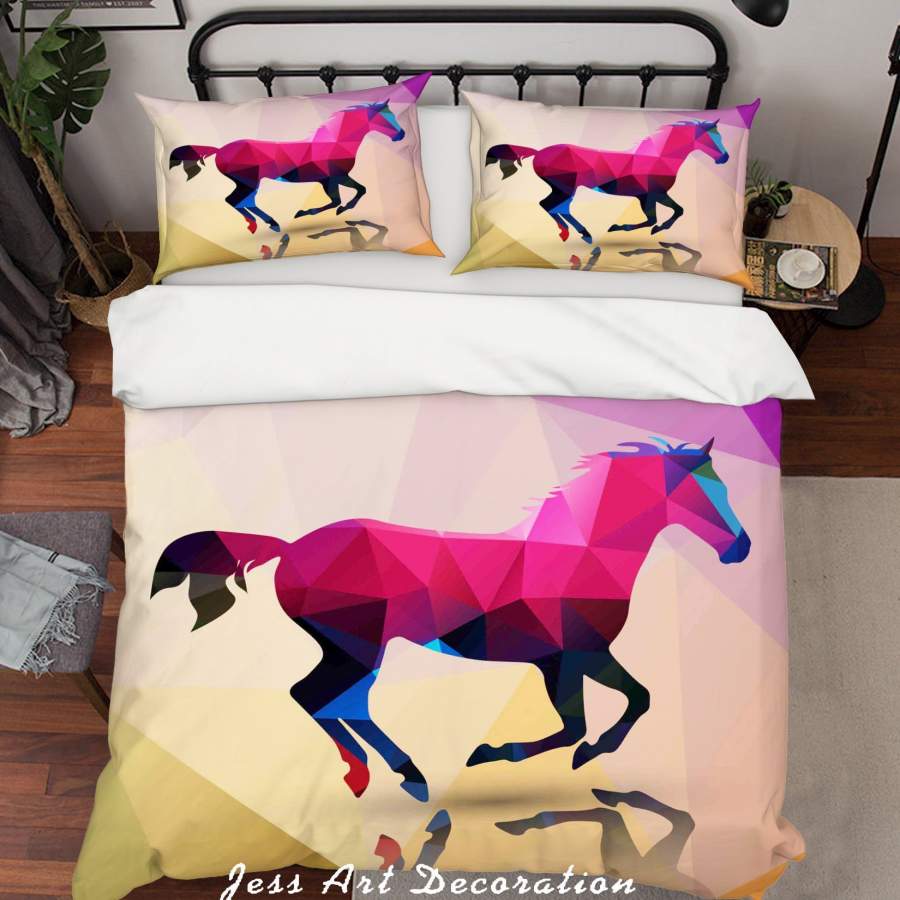 3D Geometry Horse Quilt Cover Set Bedding Set Duvet Cover Pillowcases SF119