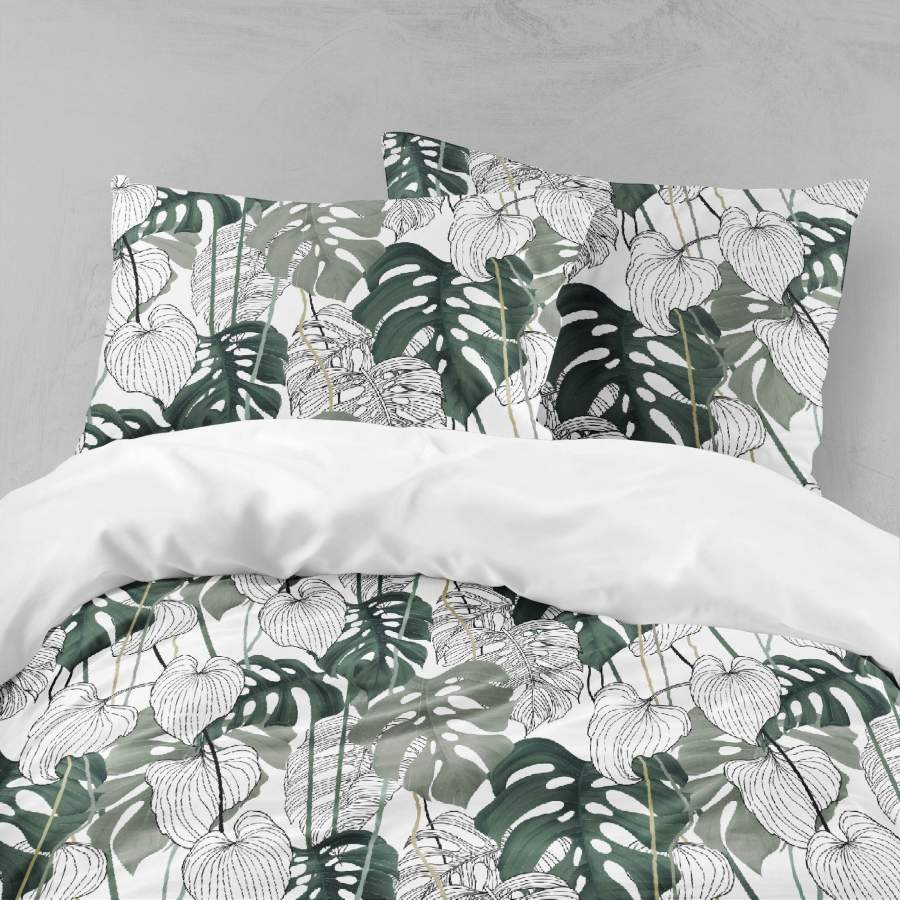 3D Green Plant Leaf Pattern Quilt Cover Set Bedding Set Pillowcases  5