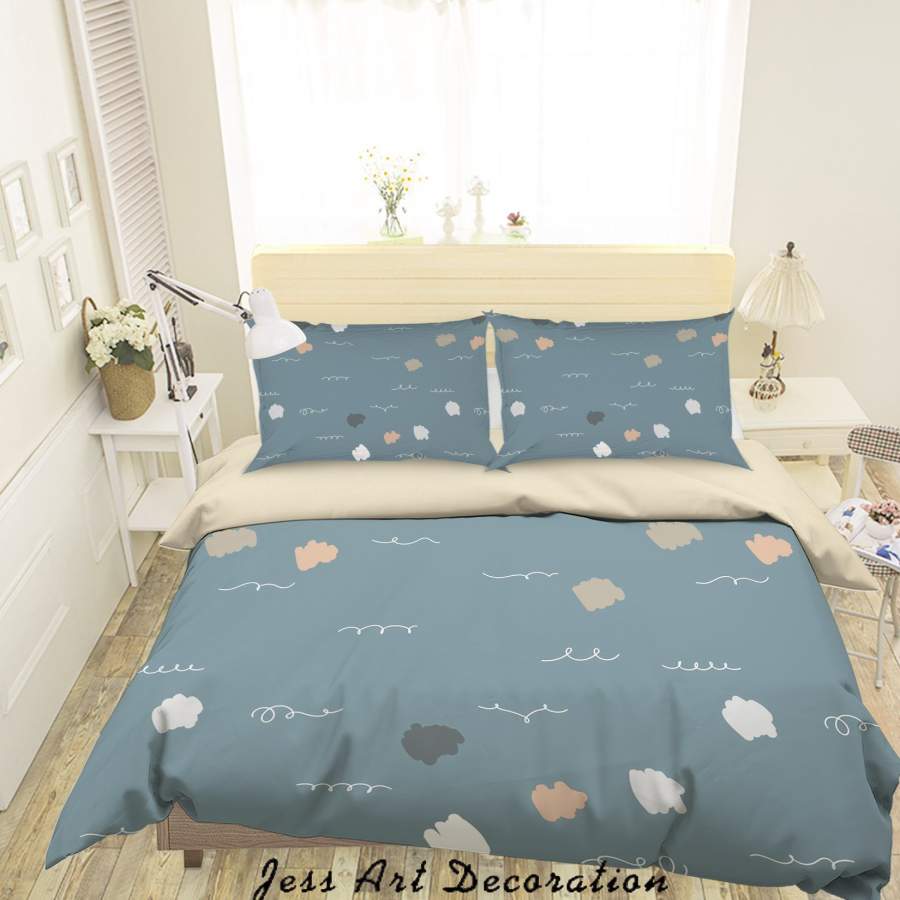 3D Hand Painted Dark Blue Pattern Quilt Cover Set Bedding Set Duvet Cover Pillowcases A022 LQH