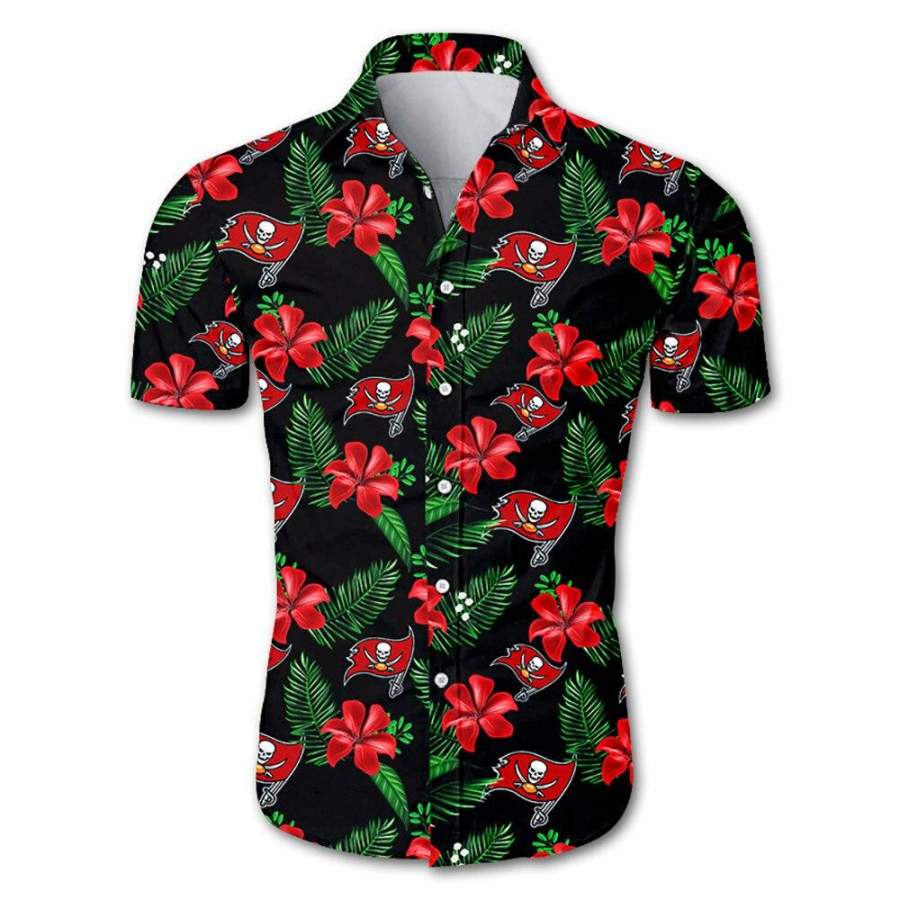 Tampa Bay Buccaneers Hawaiian Shirt Floral Button Up Slim Fit Body