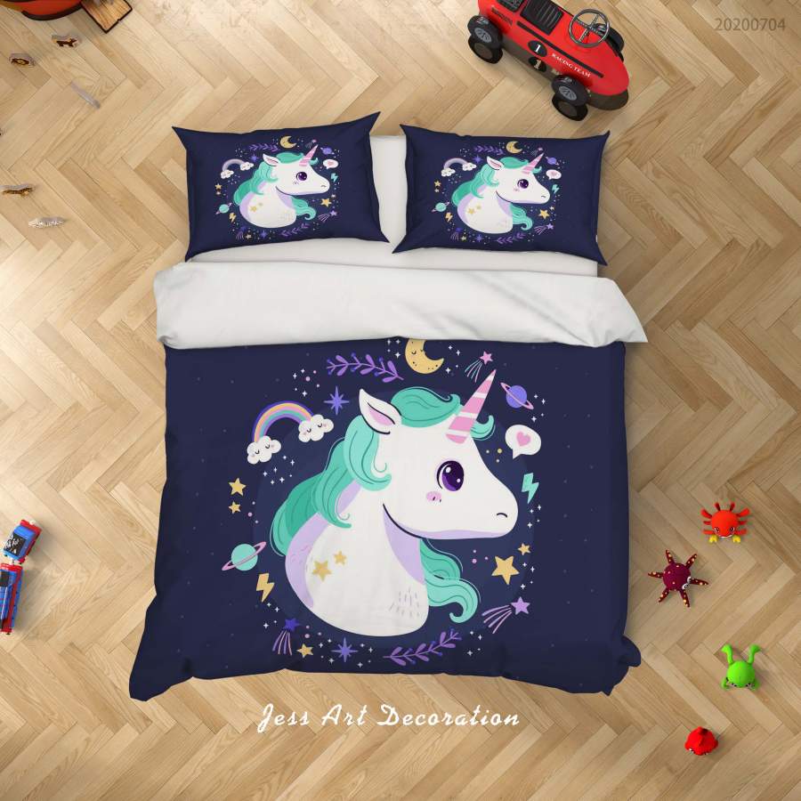 3D Dark Unicorn Quilt Cover Set Bedding Set Duvet Cover Pillowcases SF270