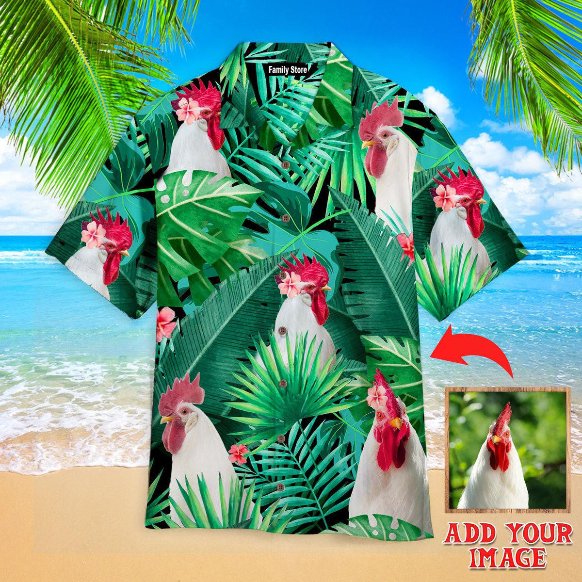 Tropical White Rooster Custom Hawaiian Shirt Pn302093Lb