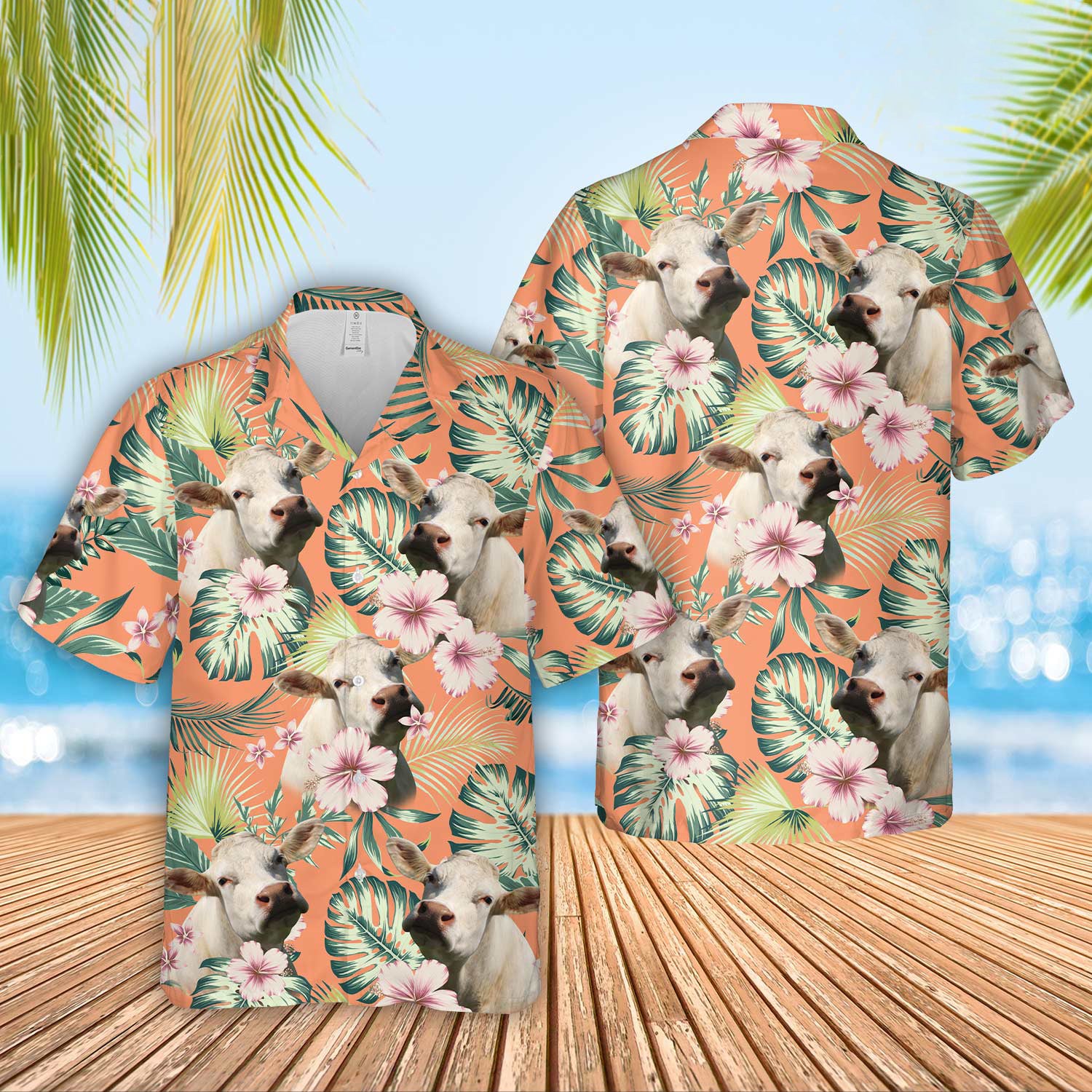 Unique Charolais Summer Happiness Floral Farm 3D Hawaiian Shirt