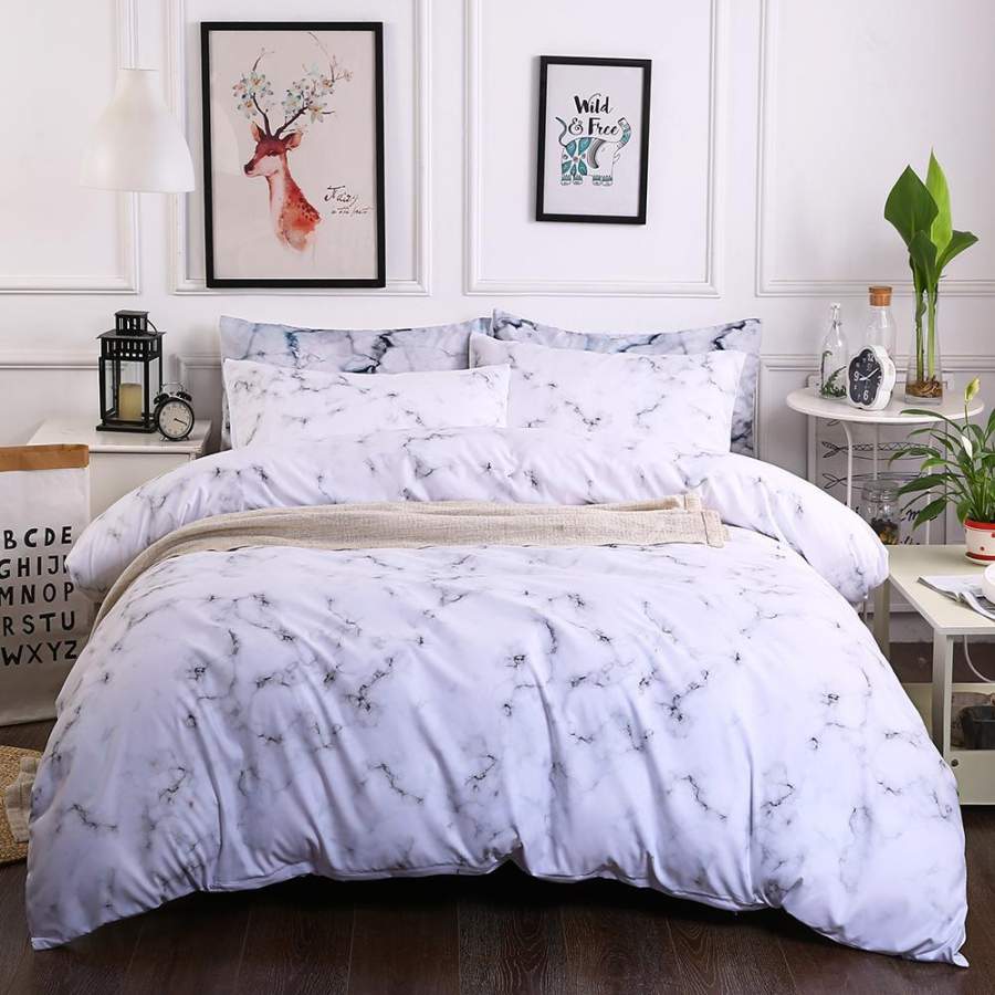 3D Grey Marble Quilt Cover Set Bedding Set Pillowcases 63