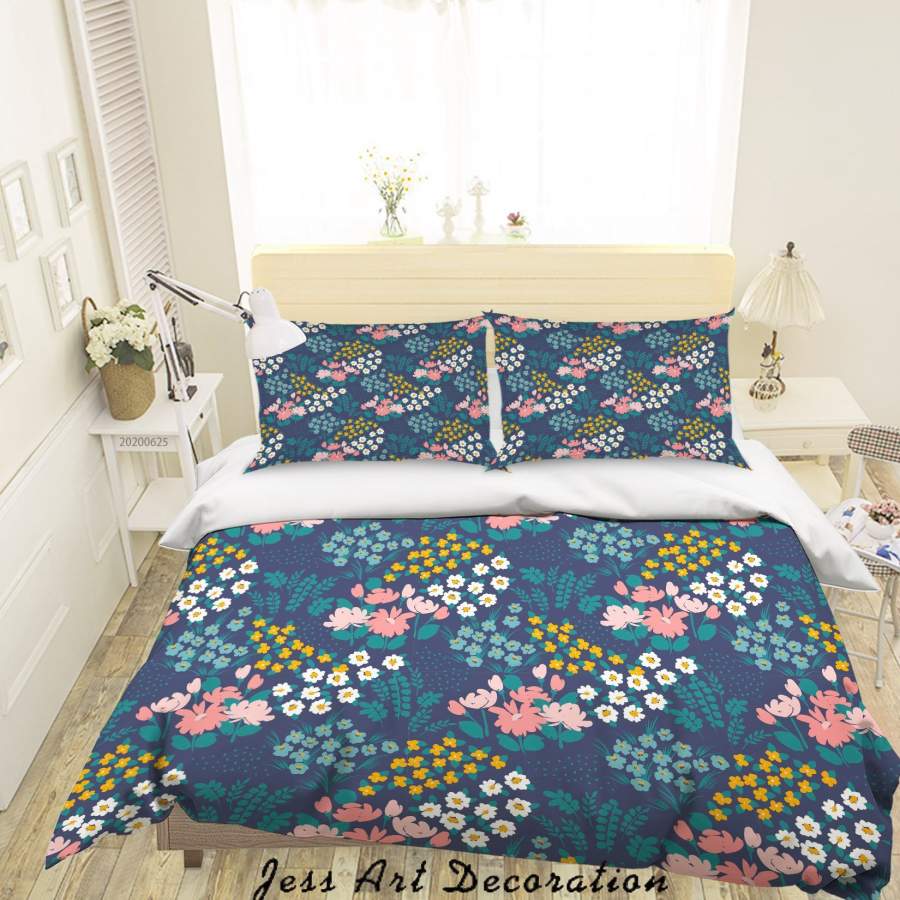 3D Dark Floral Quilt Cover Set Bedding Set Duvet Cover Pillowcases SF49