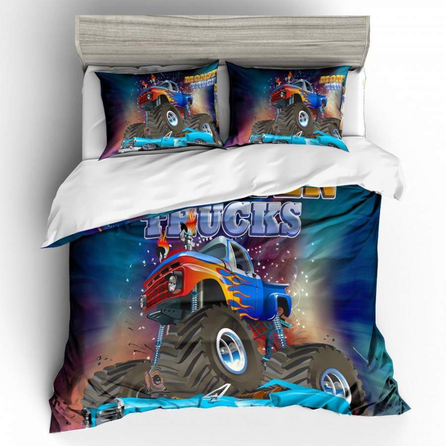 3D Monster Trucks DS Quilt Cover Set Bedding Set Pillowcases 81