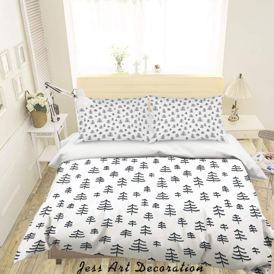 3D White Trees Quilt Cover Set Bedding Set Duvet Cover Pillowcases SF79