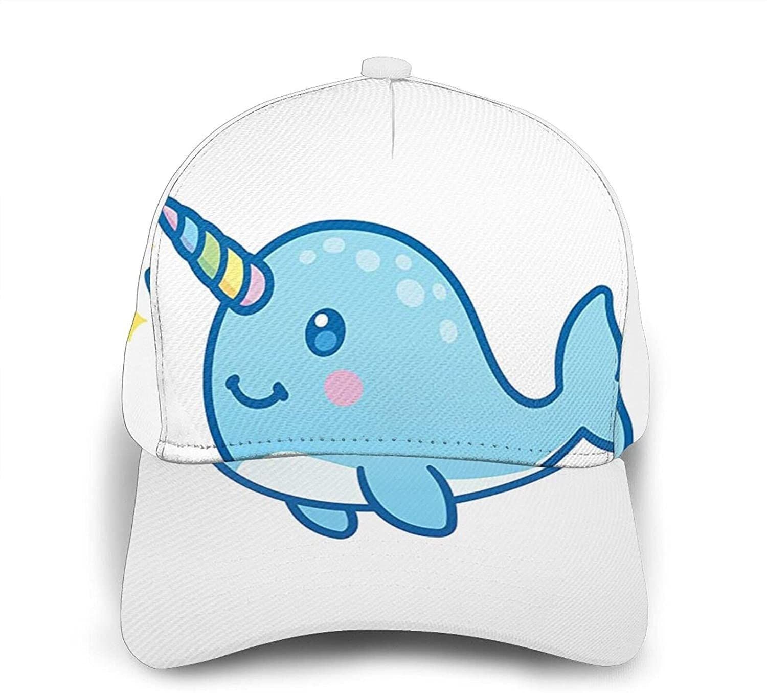 Unicorn Whale Print Classic Baseball 3D Cap Adjustable Twill Sports Dad Hats For Unisex