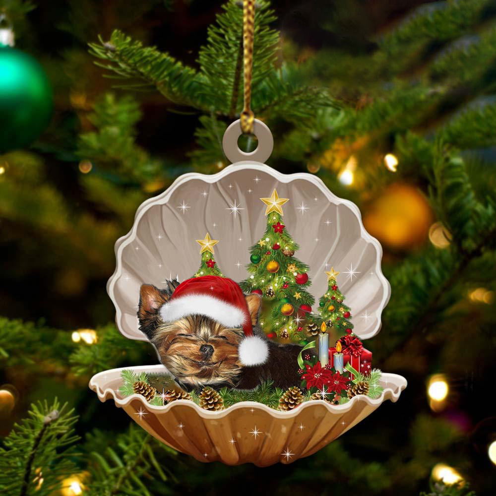 Yorkshire Terrier2 Sleeping Pearl In Christmas Two Sided Ornament