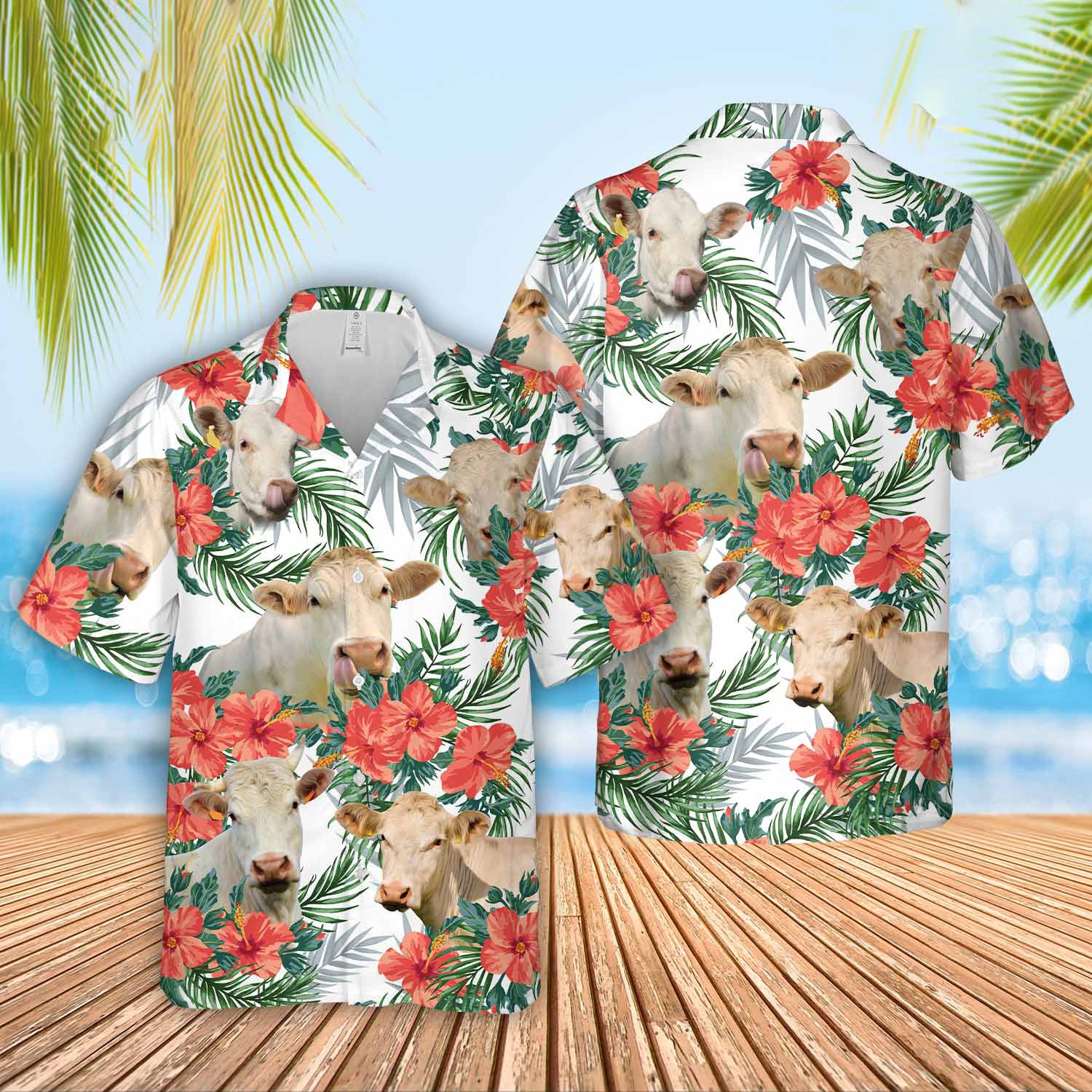 Unique Charolais Hawaiian Flowers Hawaiian Shirt