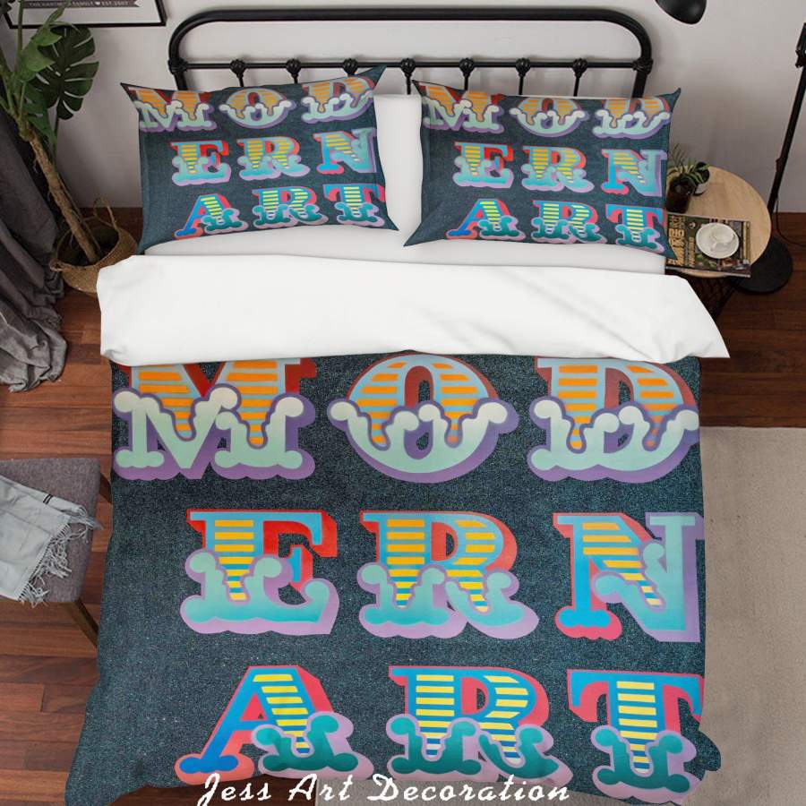 3D Colorized Letter Ben Eien Modern Art Quilt Cover Set Bedding Set Duvet Cover Pillowcases  ZY D39