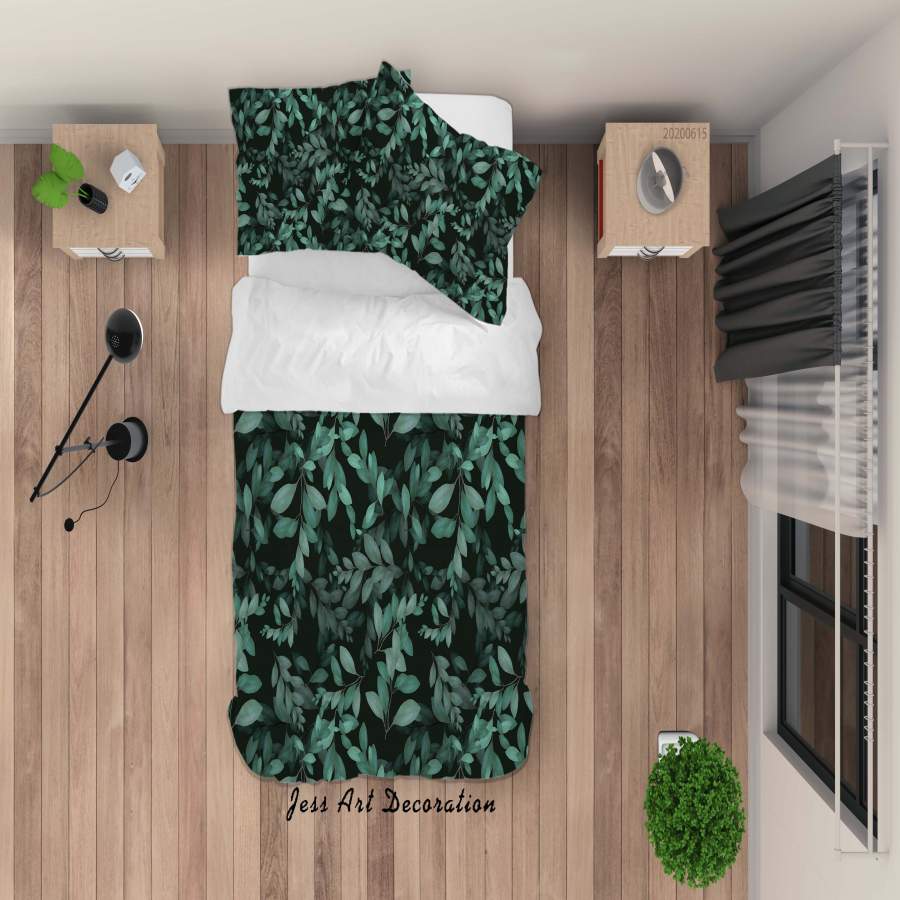 3D Green Leaves Branch Quilt Cover Set Bedding Set Duvet Cover Pillowcases SF141