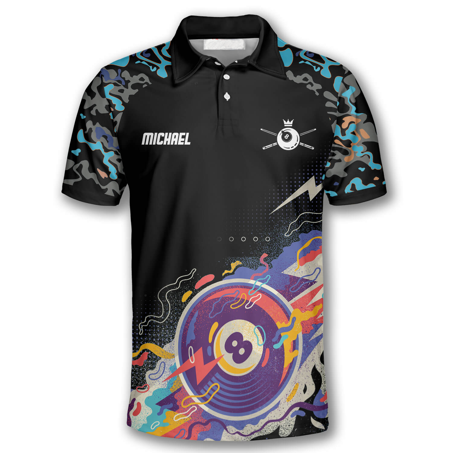 Personalized Personalized 3D All Over Ball 8 Color Black Blue Custom Billiard Shirts For Men