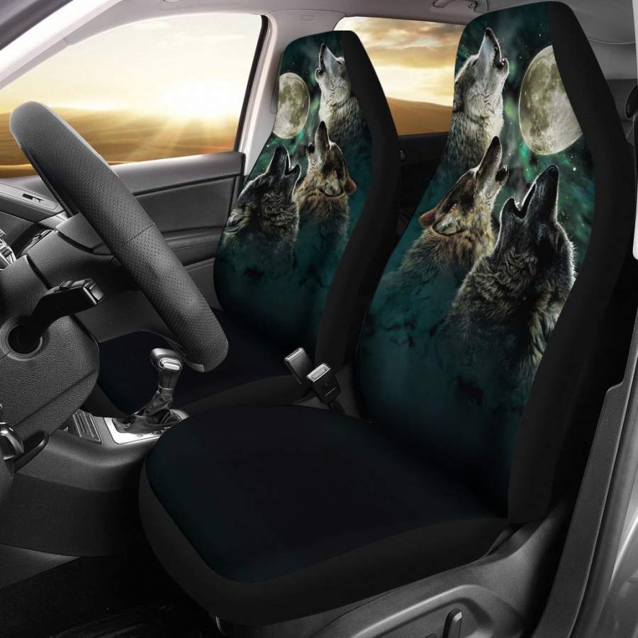 Wolf Howling Team Car Seat Covers