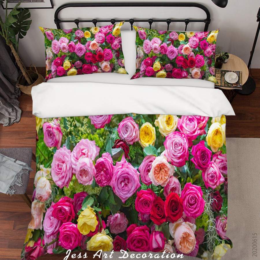 3D Pink Flowers Quilt Cover Set Bedding Set Duvet Cover Pillowcases SF55