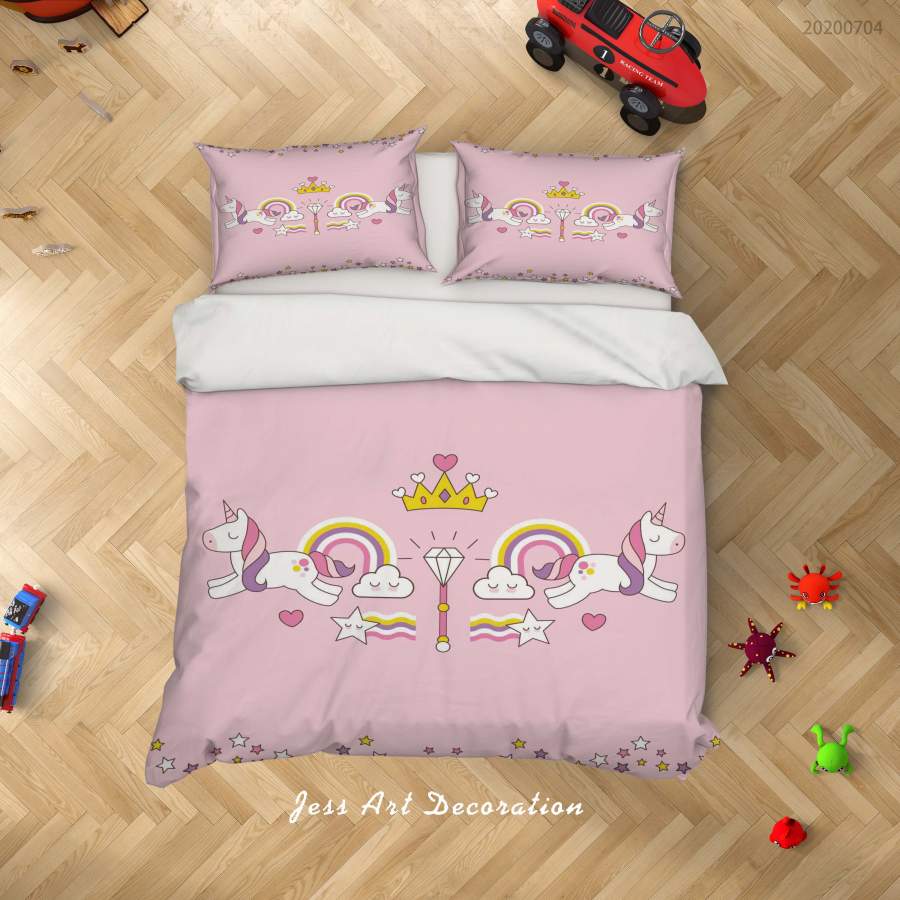 3D Pink Unicorn Quilt Cover Set Bedding Set Duvet Cover Pillowcases SF52