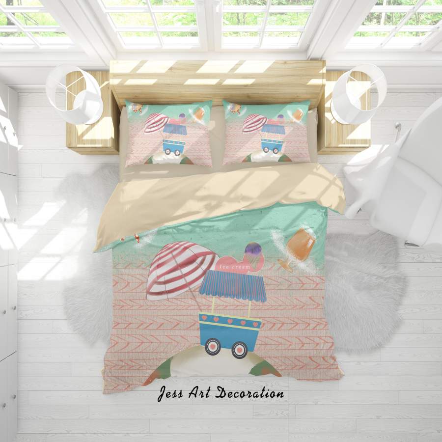 3D Cartoon Umbrella Ice Cream Quilt Cover Set Bedding Set Duvet Cover Pillowcases A536 LQH