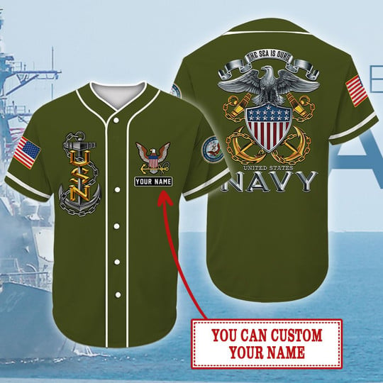 Us Navy Veteran Green Color – Personalized Baseball Jersey Shirt