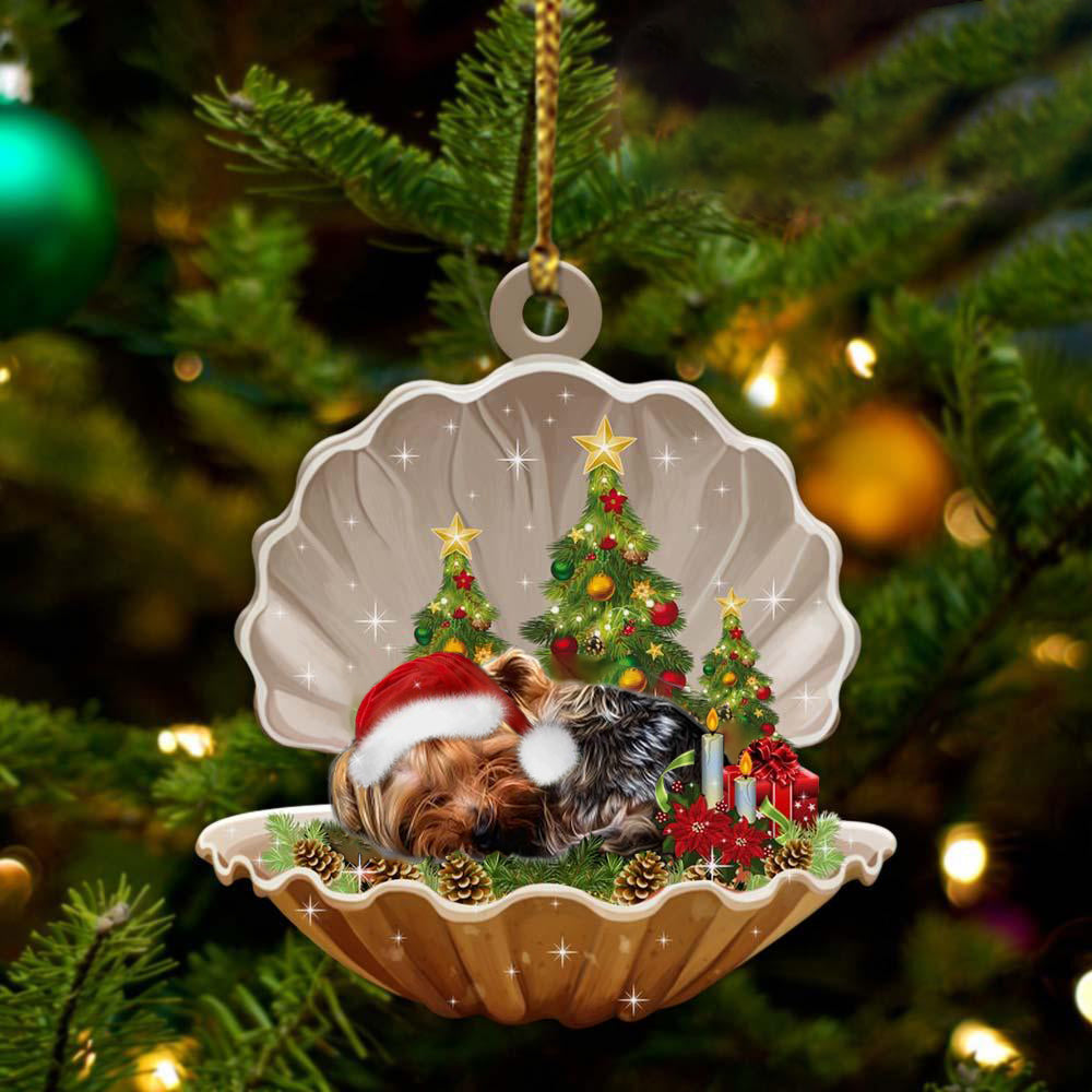 Yorkshire Terrier3 Sleeping Pearl In Christmas Two Sided Ornament