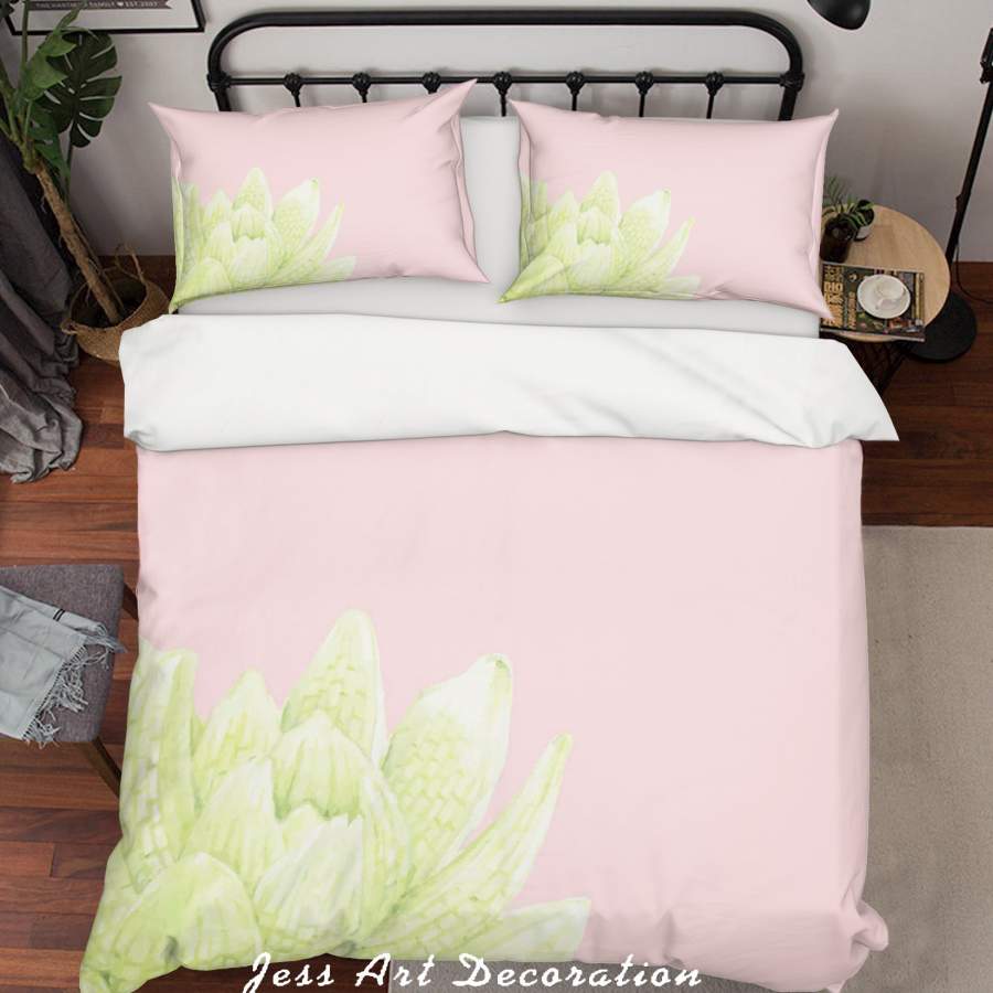 3D Pink Green Plant Quilt Cover Set Bedding Set Duvet Cover Pillowcases SF52