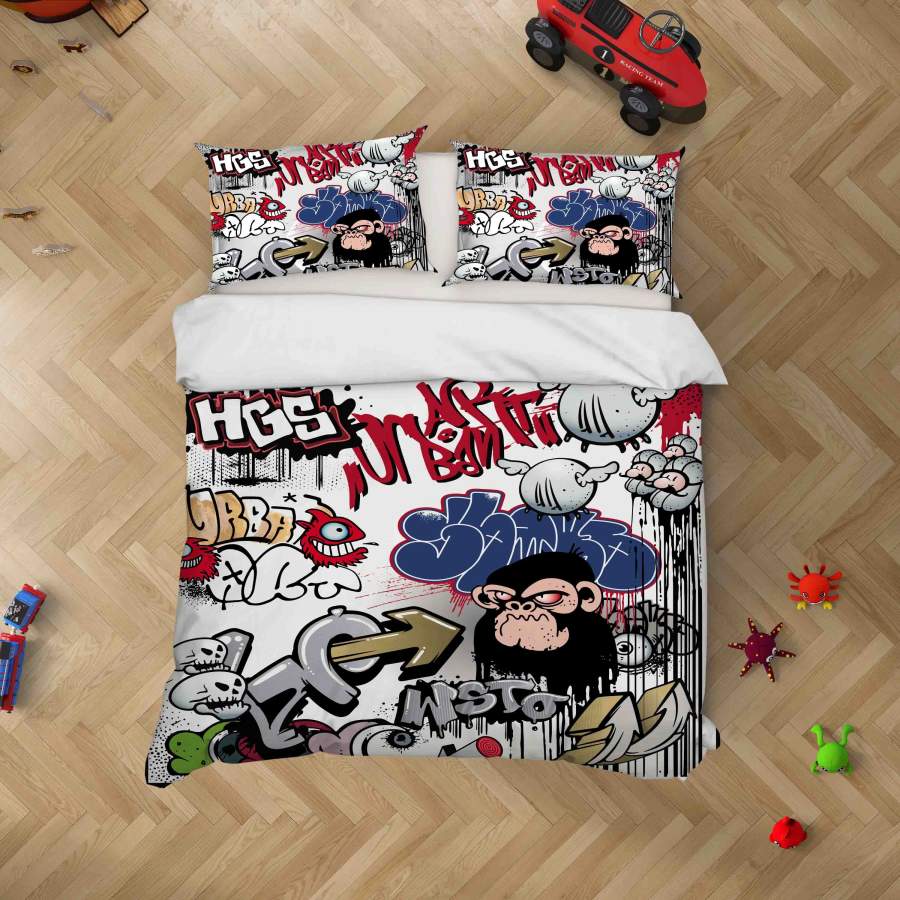 3D Gorilla Graffiti Quilt Cover Set Bedding Set Duvet Cover Pillowcases SF076