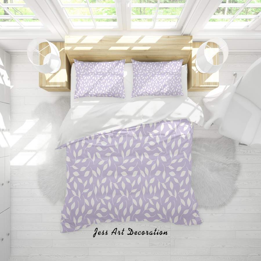 3D Purple Leaves Quilt Cover Set Bedding Set Duvet Cover Pillowcases SF31