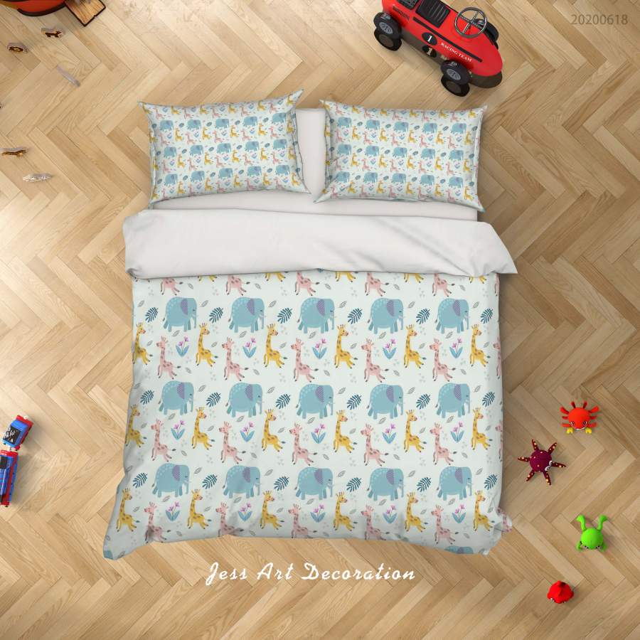 3D Giraffe Elephant Floral Quilt Cover Set Bedding Set Duvet Cover Pillowcases SF28