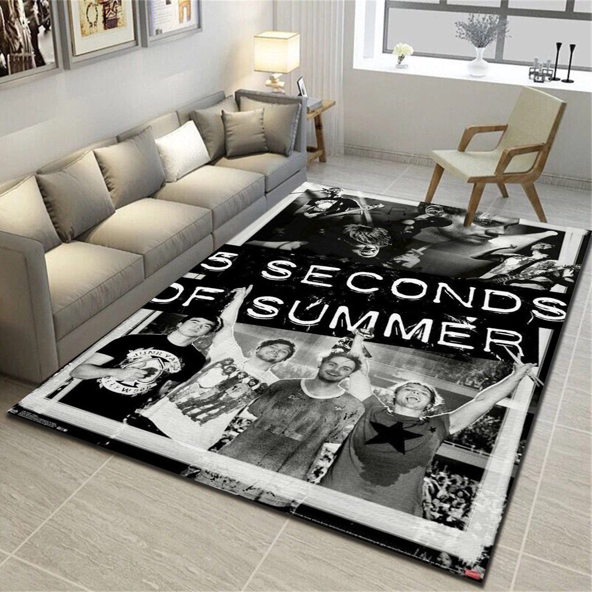 5 Seconds Of Summer Collage Area Rugs, Living Room Bedroom Carpet