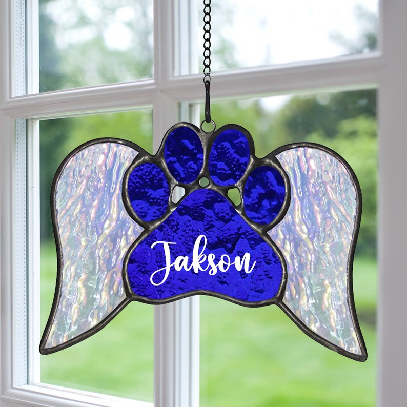 A Cute Puppy Paw – Pet Memorial Gift – Personalized Window Hanging Suncatcher Ornament