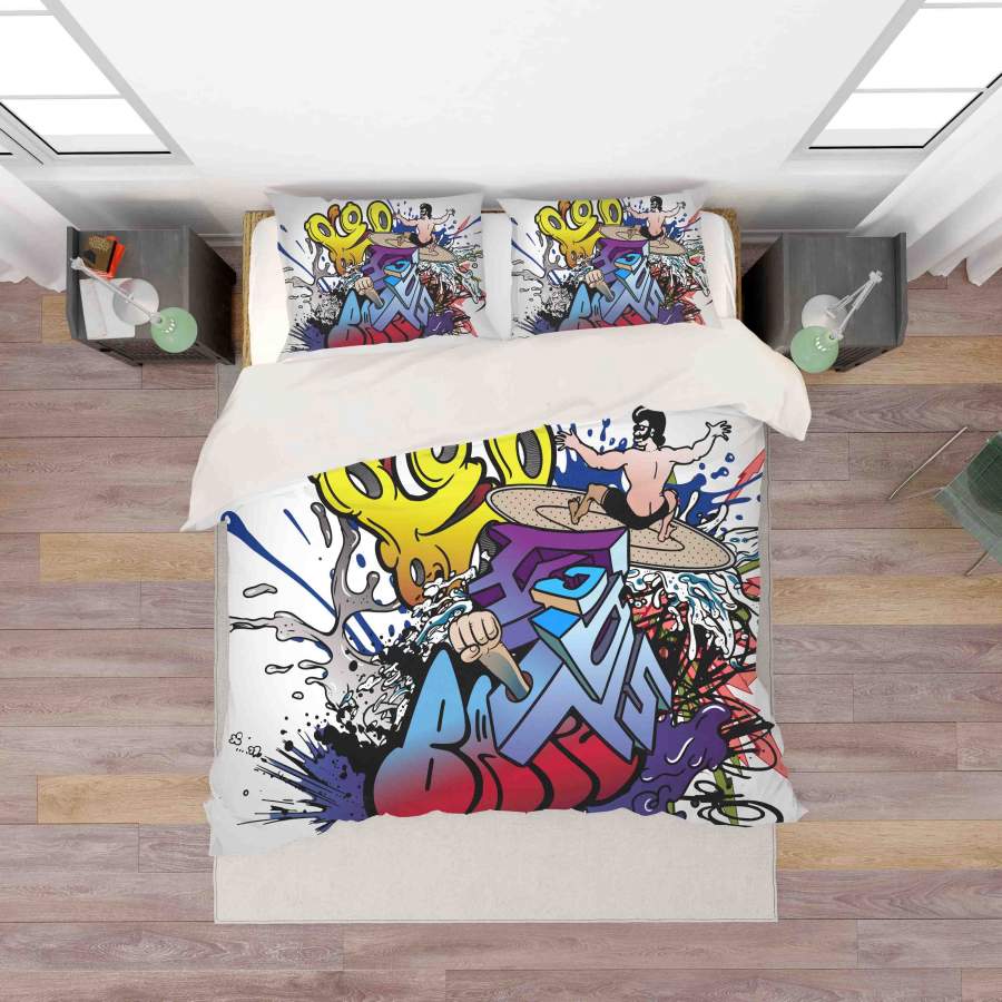 3D Graffiti Cartoon Quilt Cover Set Bedding Set Duvet Cover Pillowcases SF075