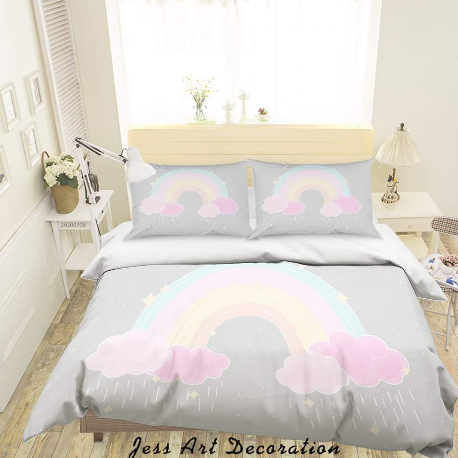 3D Gray Rainbow Quilt Cover Set Bedding Set Duvet Cover Pillowcases SF02