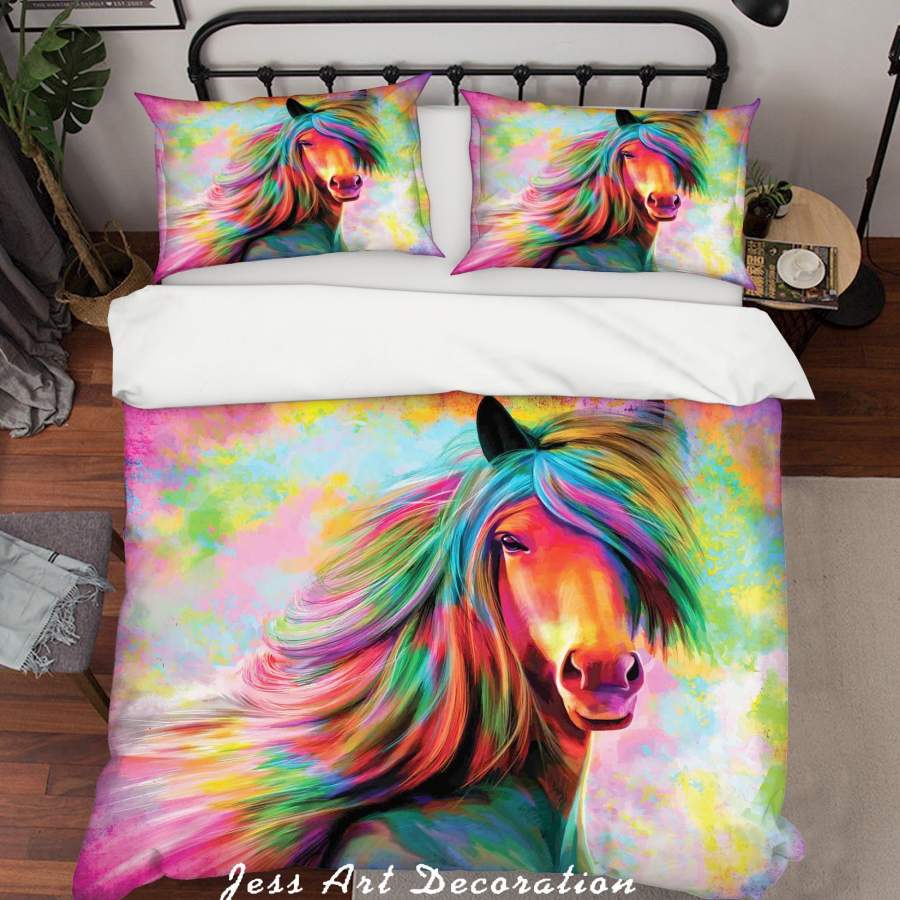 3D Colorful Horse Quilt Cover Set Bedding Set Duvet Cover Pillowcases SF124