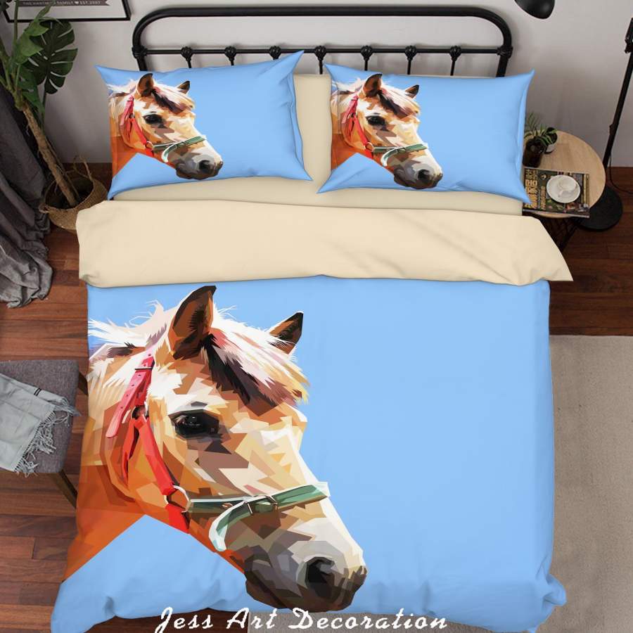 3D Blue Horse Quilt Cover Set Bedding Set Duvet Cover Pillowcases SF13