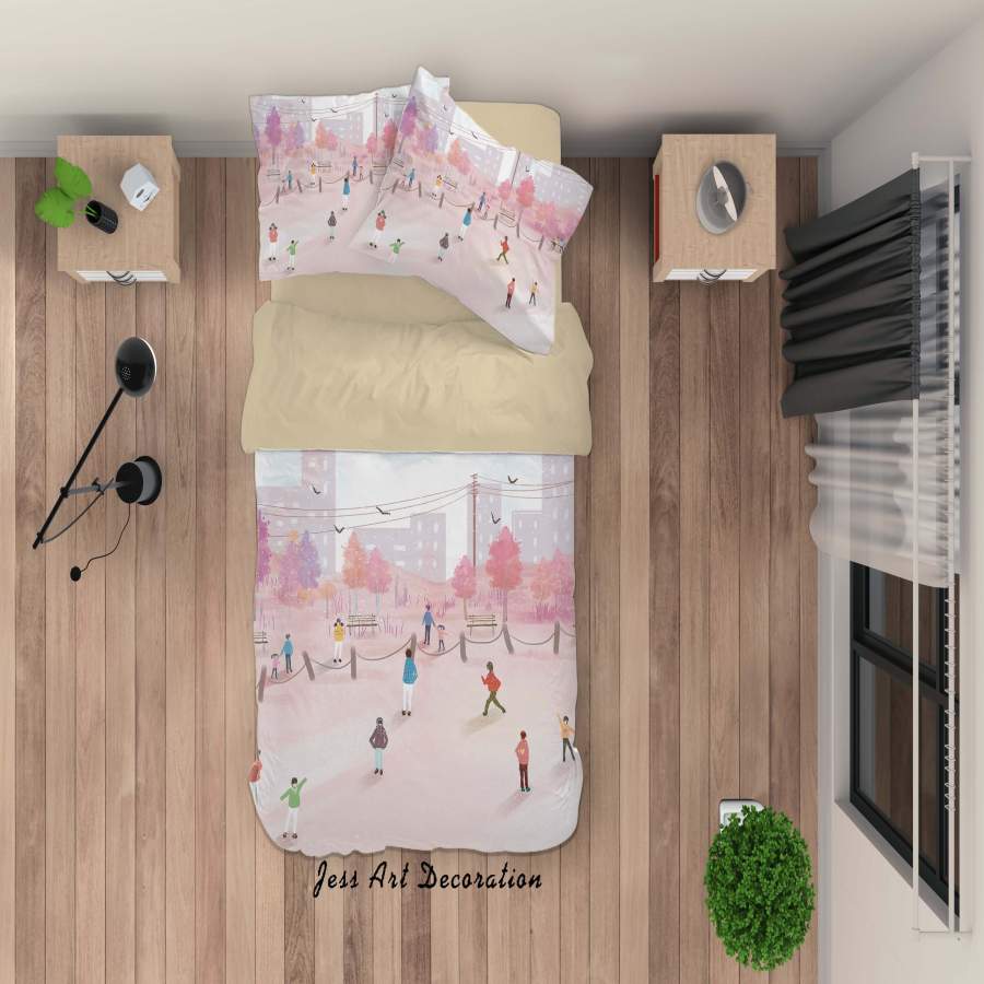 3D Pink Tree House Painting Quilt Cover Set Bedding Set Duvet Cover Pillowcases A439 LQH