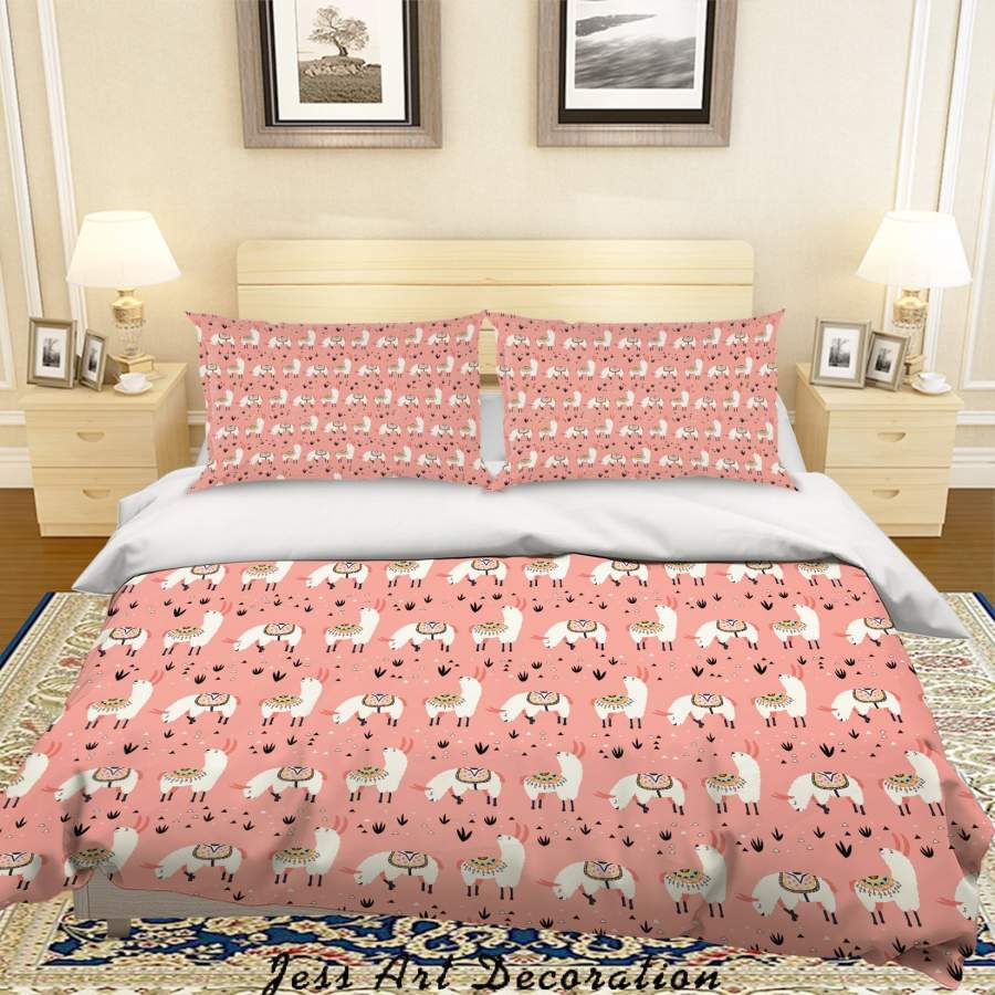 3D Red Alpaca Quilt Cover Set Bedding Set Duvet Cover Pillowcases SF05